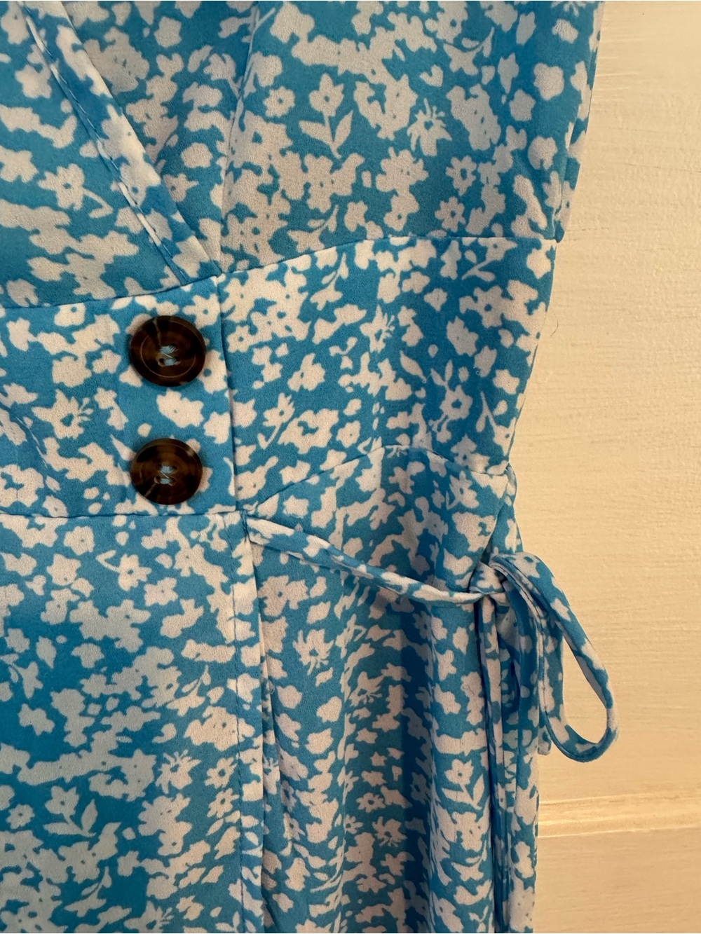 Sienna Sky Blue Floral Faux Wrap Midi Dress XS - Picture 6 of 9